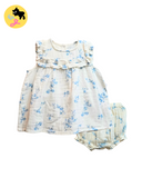 White & Blue Floral Bloomer Set