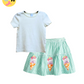 Green Stripe Ice Cream Appliques Skirt & T-shirt set