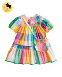 Tiered Mix Patchwork Woven Dress & Bag Set